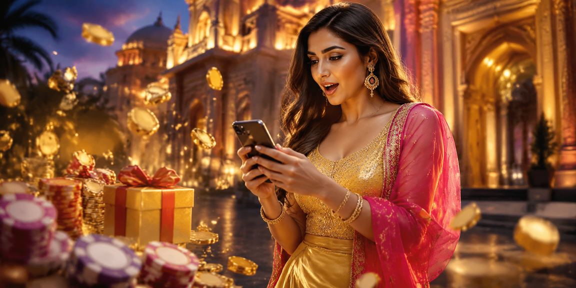 VIP member enjoying exclusive Bollywood-themed festival bonuses
